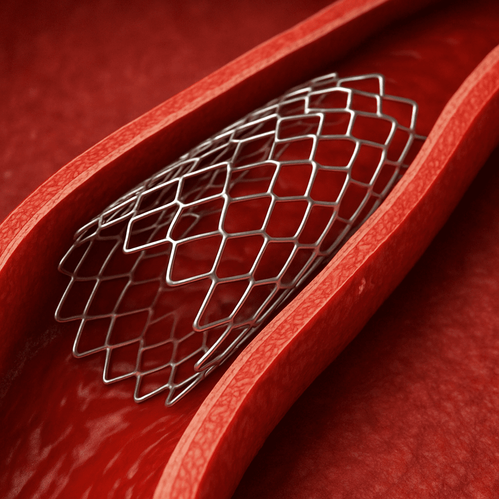 Nahaufnahme eines Stents in einem Blutgefäß
